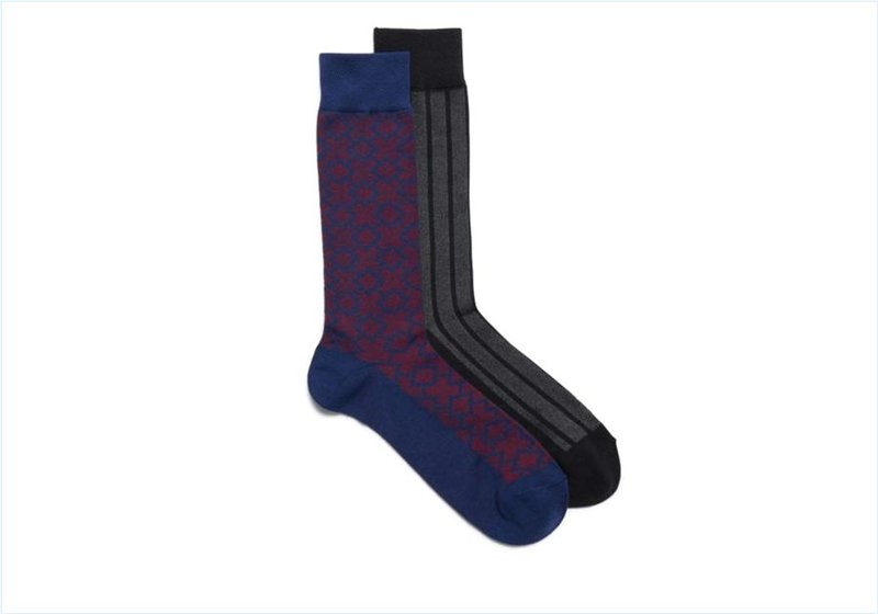 2 Pack Dress Crew / Black/Blue Mens Accessories Socks 2 Pack Dress Crew / Black/Blue Mens Accessories Socks