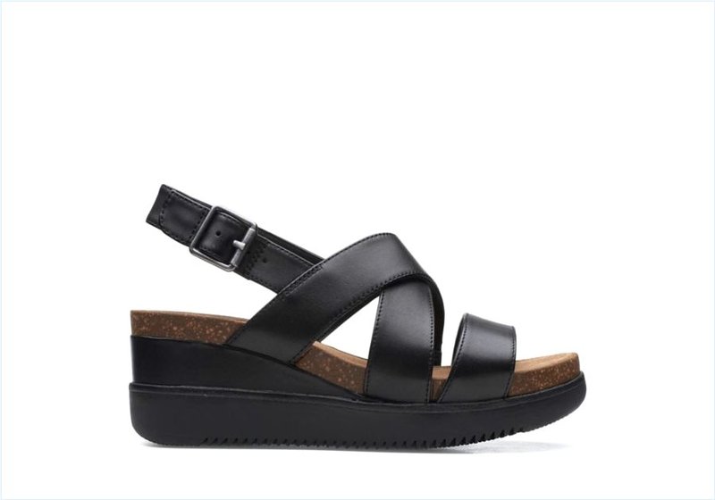 Lizby Cross / Black Leather Womens Sandals Lizby Cross / Black Leather Womens Sandals