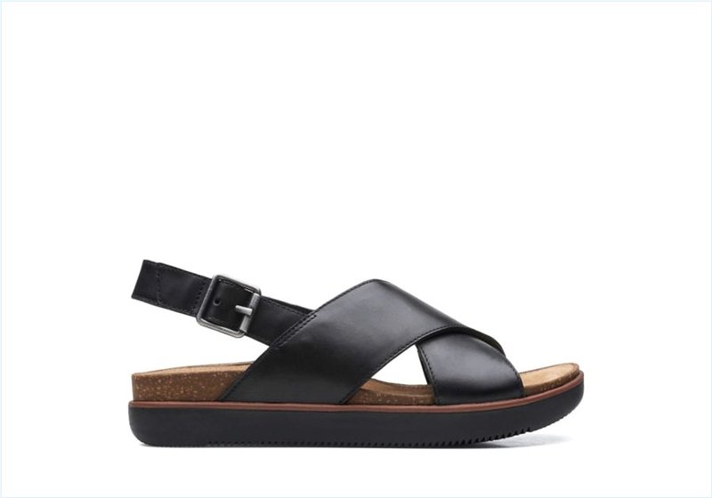 Elayne Cross / Black Leather Womens Sandals Elayne Cross / Black Leather Womens Sandals