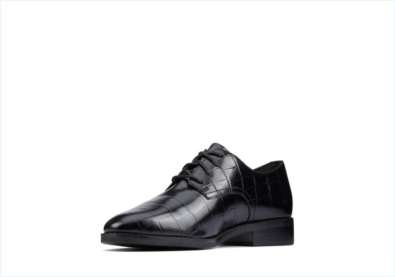  Ria Derby / Black Croc Womens Shoes